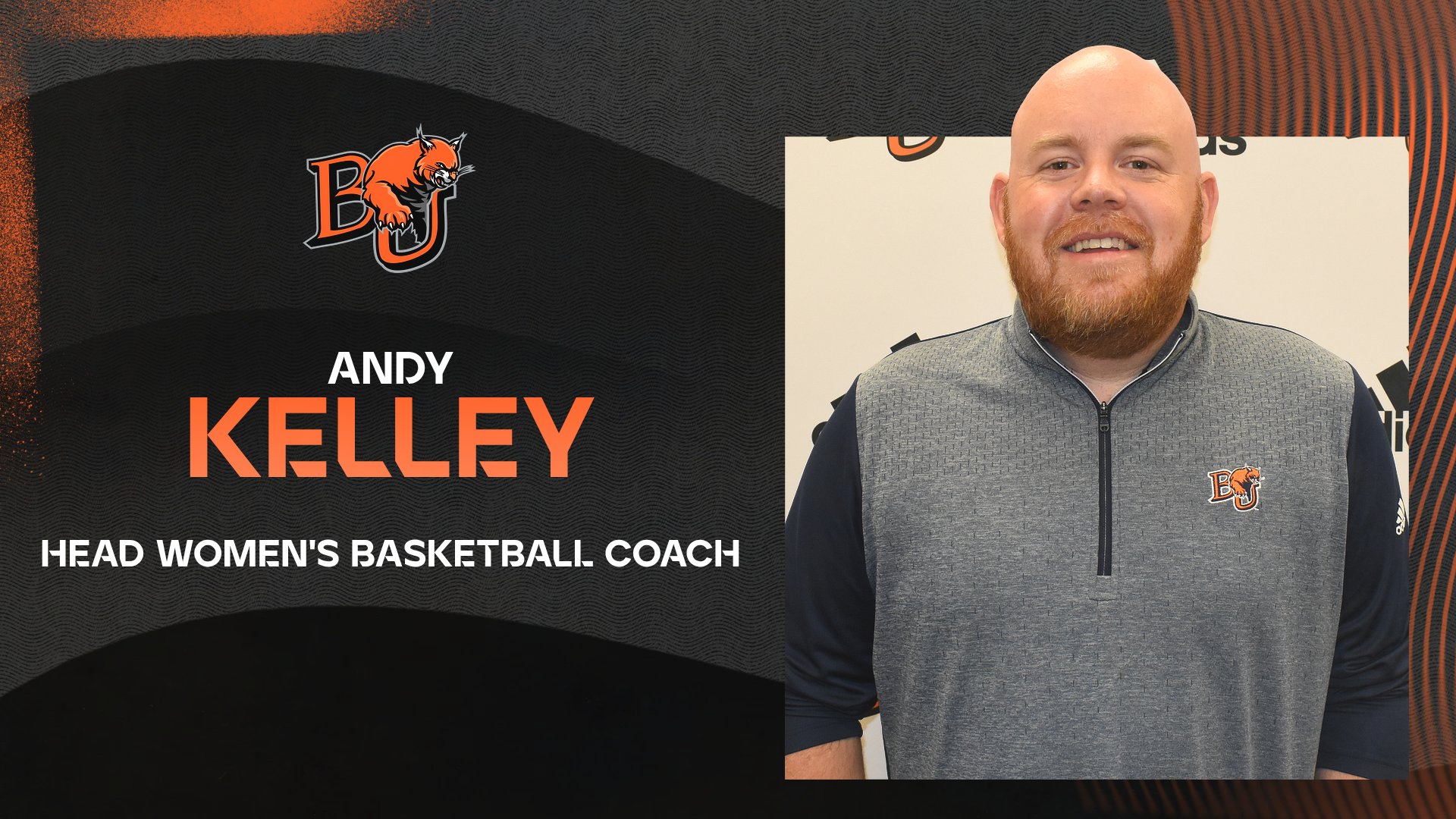 Graphic featuring new Baker head women's basketball coach Andy Kelley